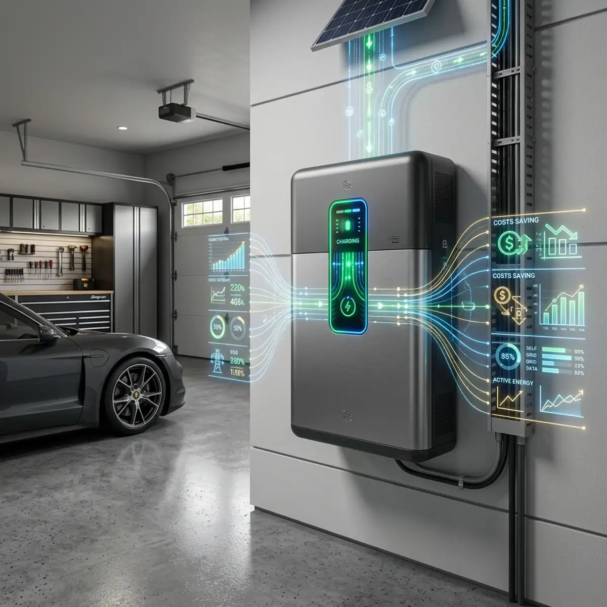 Modern home solar battery storage unit illustrating self-consumption and peak shaving economics
