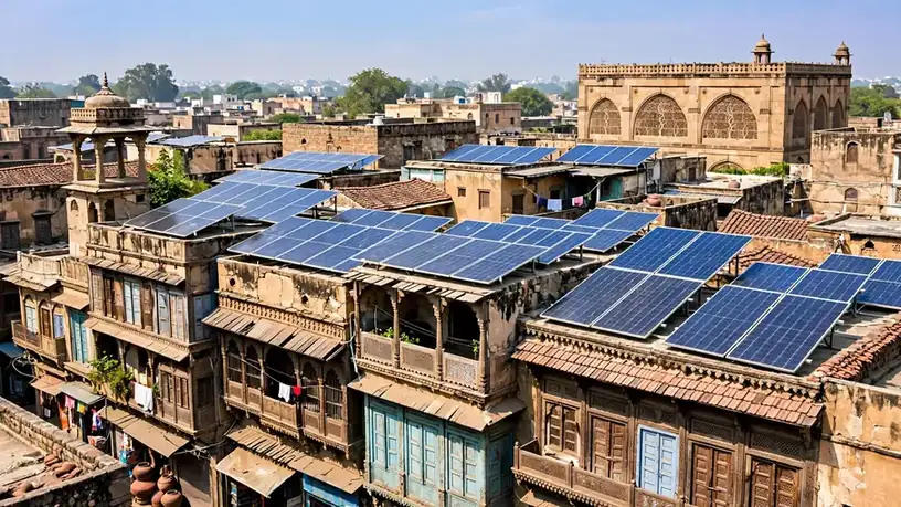 Rooftop solar panels installed on an Ahmedabad home, a key step when comparing solar vendors in Ahmedabad