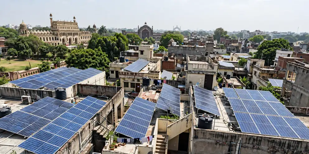 Rooftop solar panels installed on a Lucknow home, a key step when comparing solar vendors in Lucknow