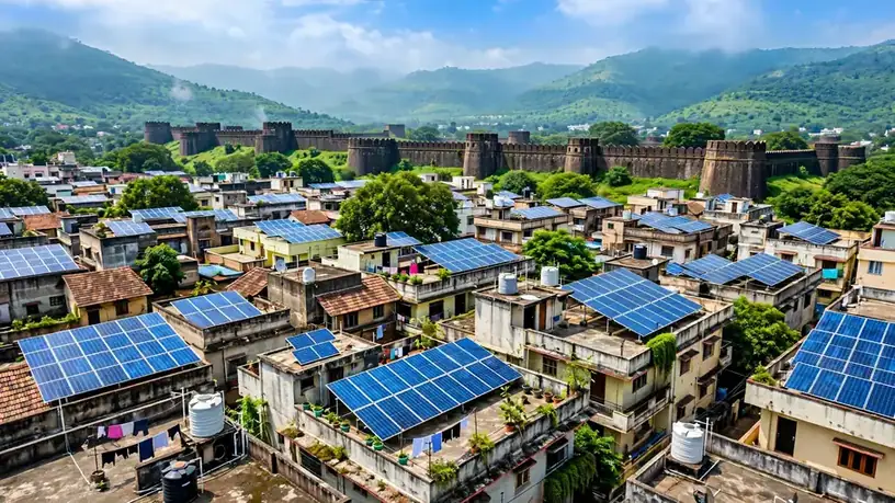 Rooftop solar panels installed on a Pune home, a key step when comparing solar vendors in Pune