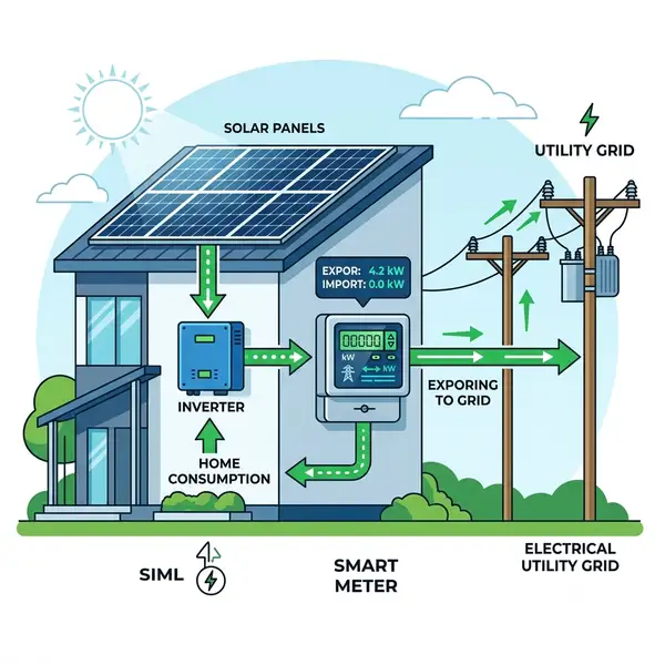 Solar Net Metering Flow Diagram