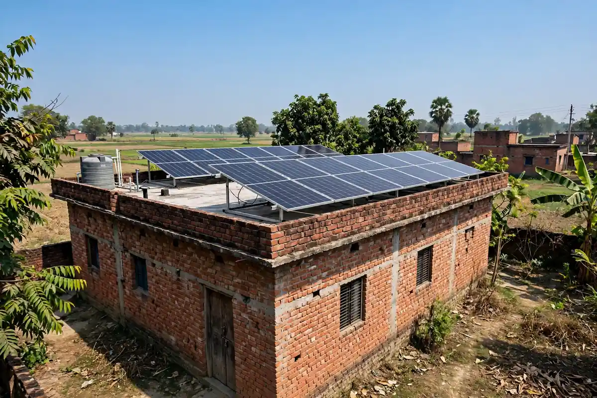 Rooftop solar panels on a Bihar home, illustrating the solar subsidy in Bihar
