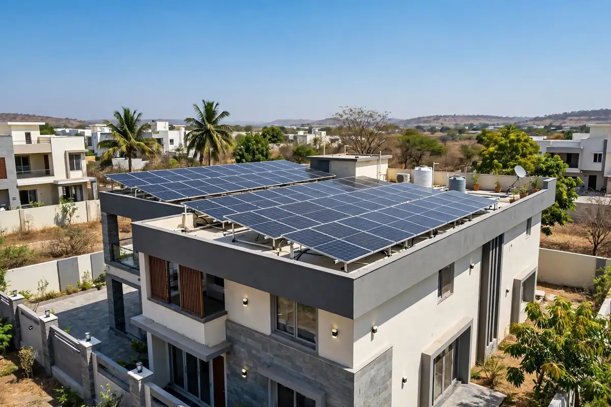 Rooftop solar panels on a Madhya Pradesh home, illustrating the solar subsidy in Madhya Pradesh