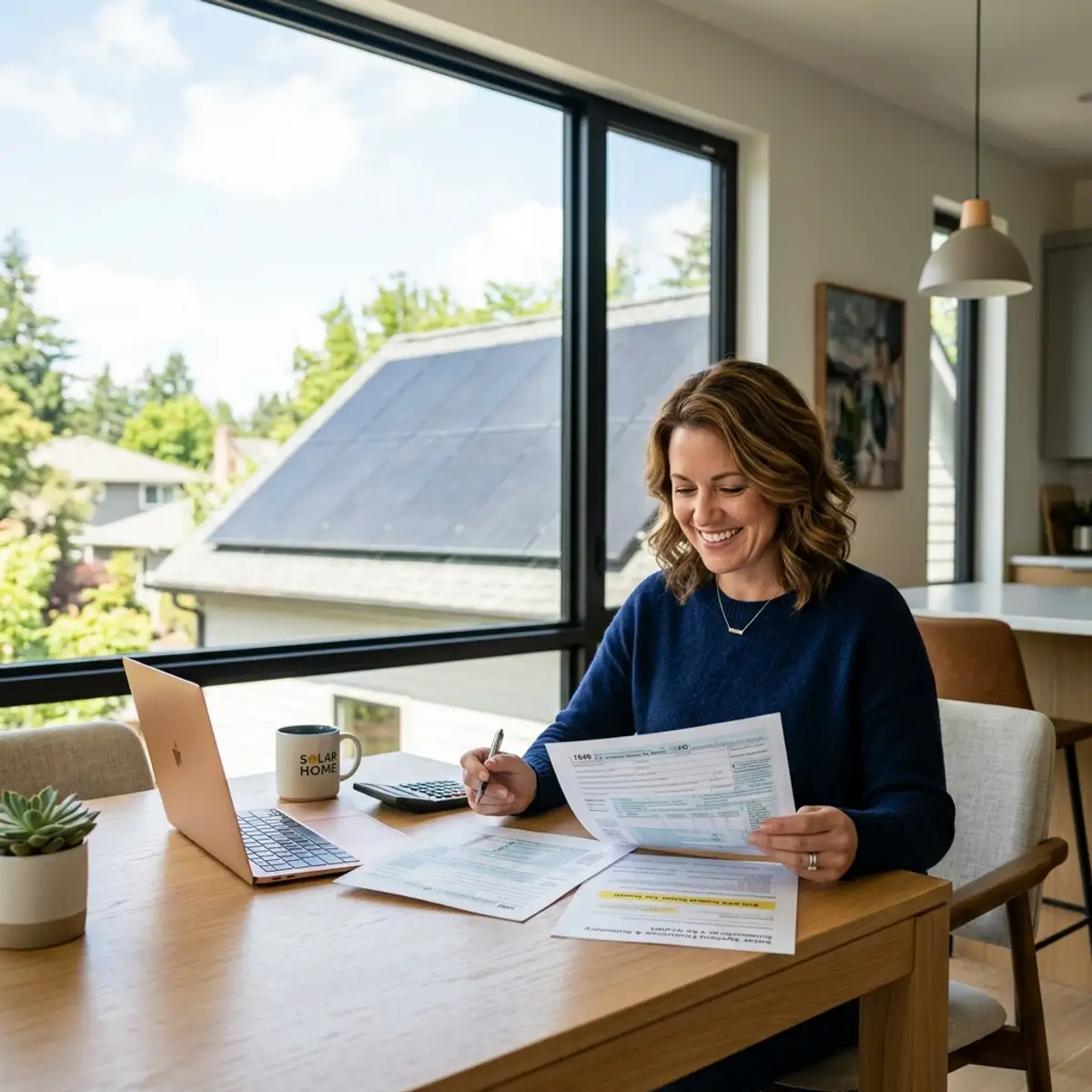 Suburban American home with rooftop solar panels showcasing Federal ITC benefits